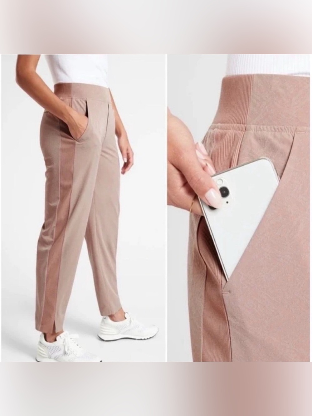 Athleta Brooklyn Textured Ankle Pant Mauvewood Pink Size 14
